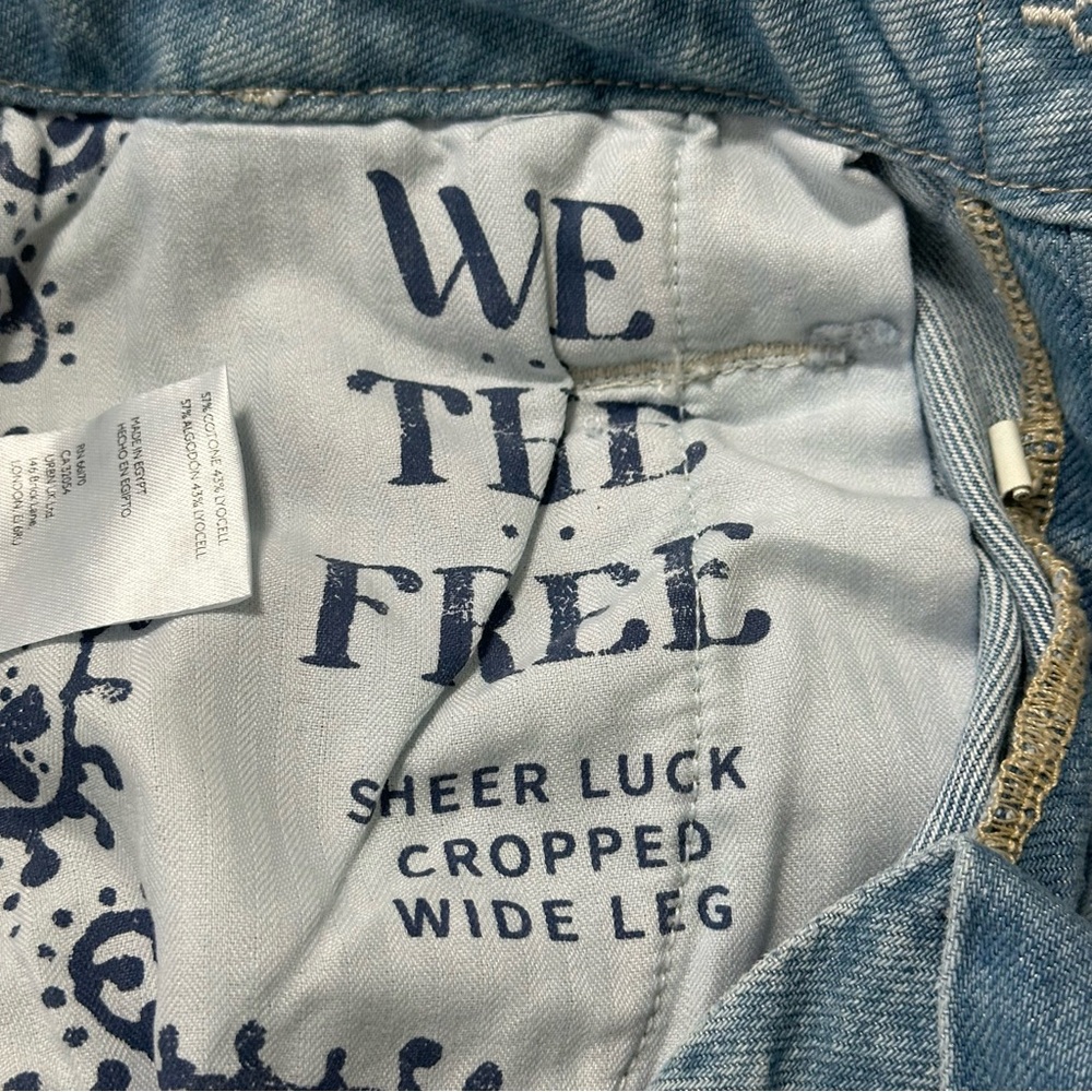 We The Free Sheer Luck Cropped Wide Leg Jeans High Rise Sz.25 Grunge Hippie - Picture 13 of 14